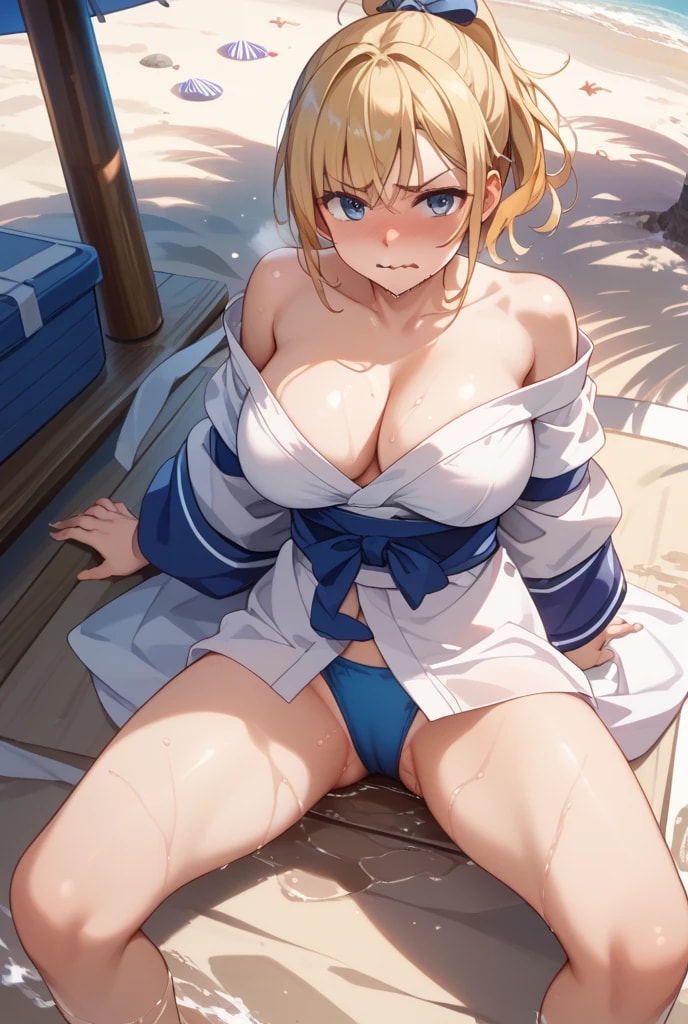 ビーチで修行の女の子
