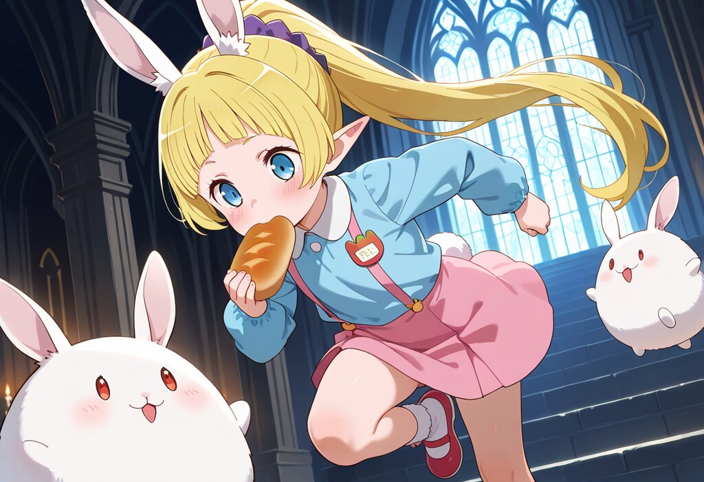 【こんな感じでどうでしょうか？】昨日の誰か？　企画が昨日まででしたね　白兎君を追いかけるバニーちゃん【え、登場しないはずでは？】