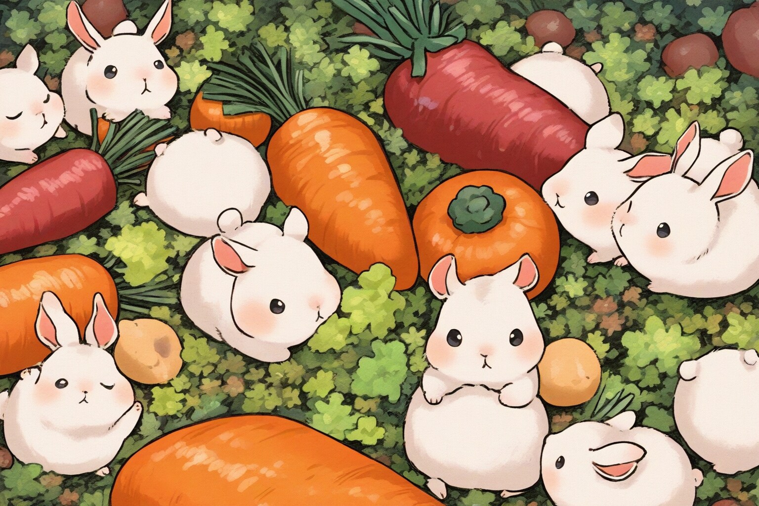 うさぎたちの晩餐会 | の人気AIイラスト・グラビア