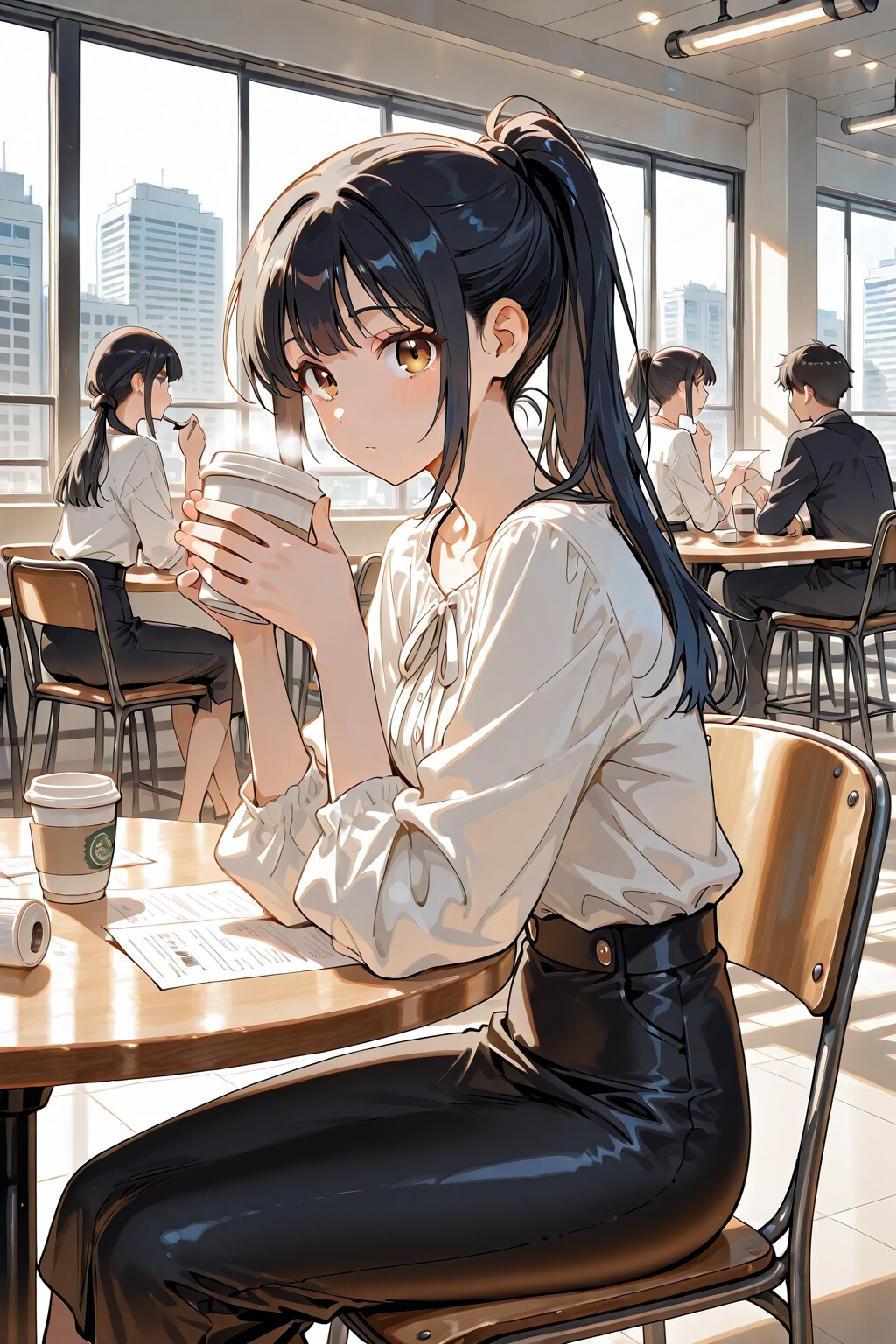 ポニテのＯＬさん③「お仕事、頑張ってます」 | の人気AIイラスト・グラビア