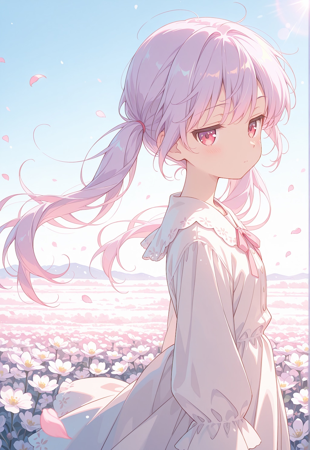 お花畑とジト目ちゃん