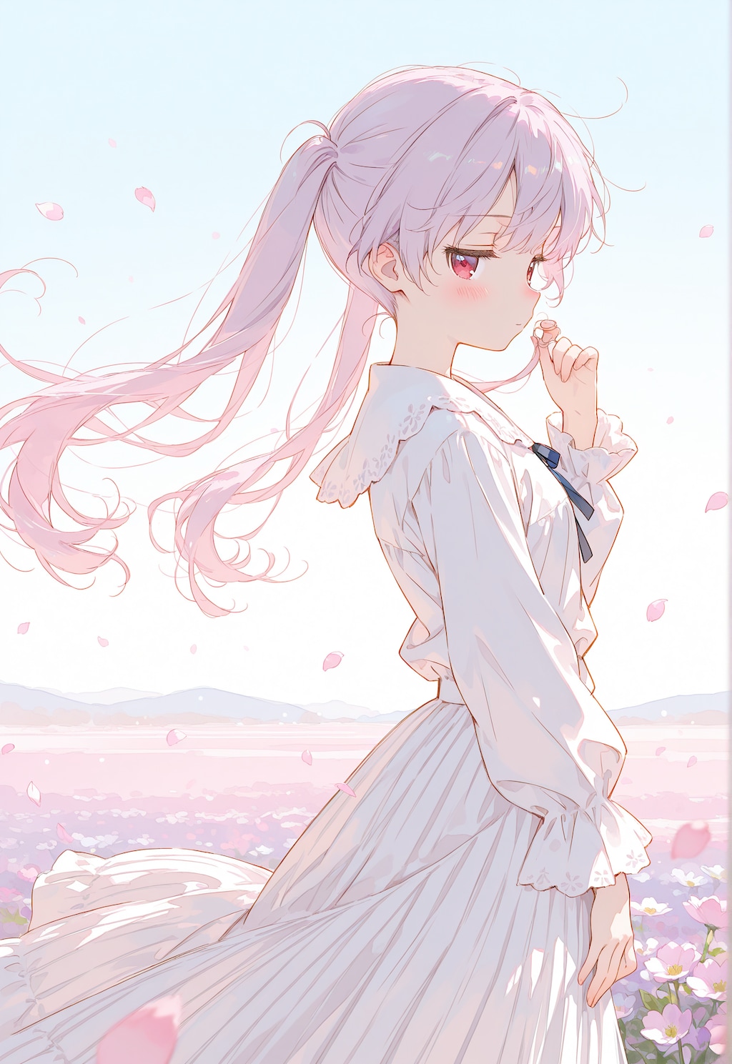 お花畑とジト目ちゃん