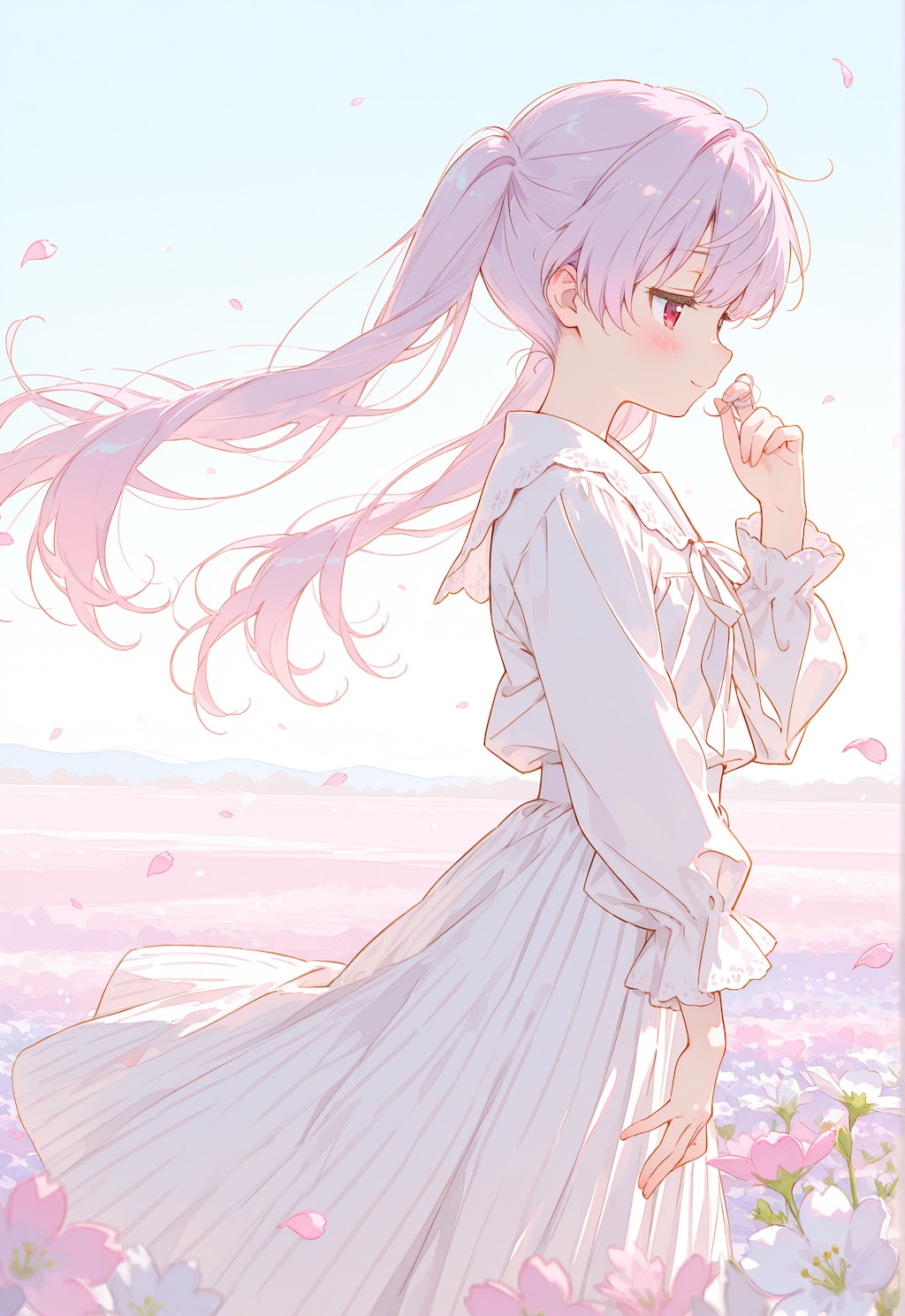 お花畑とジト目ちゃん