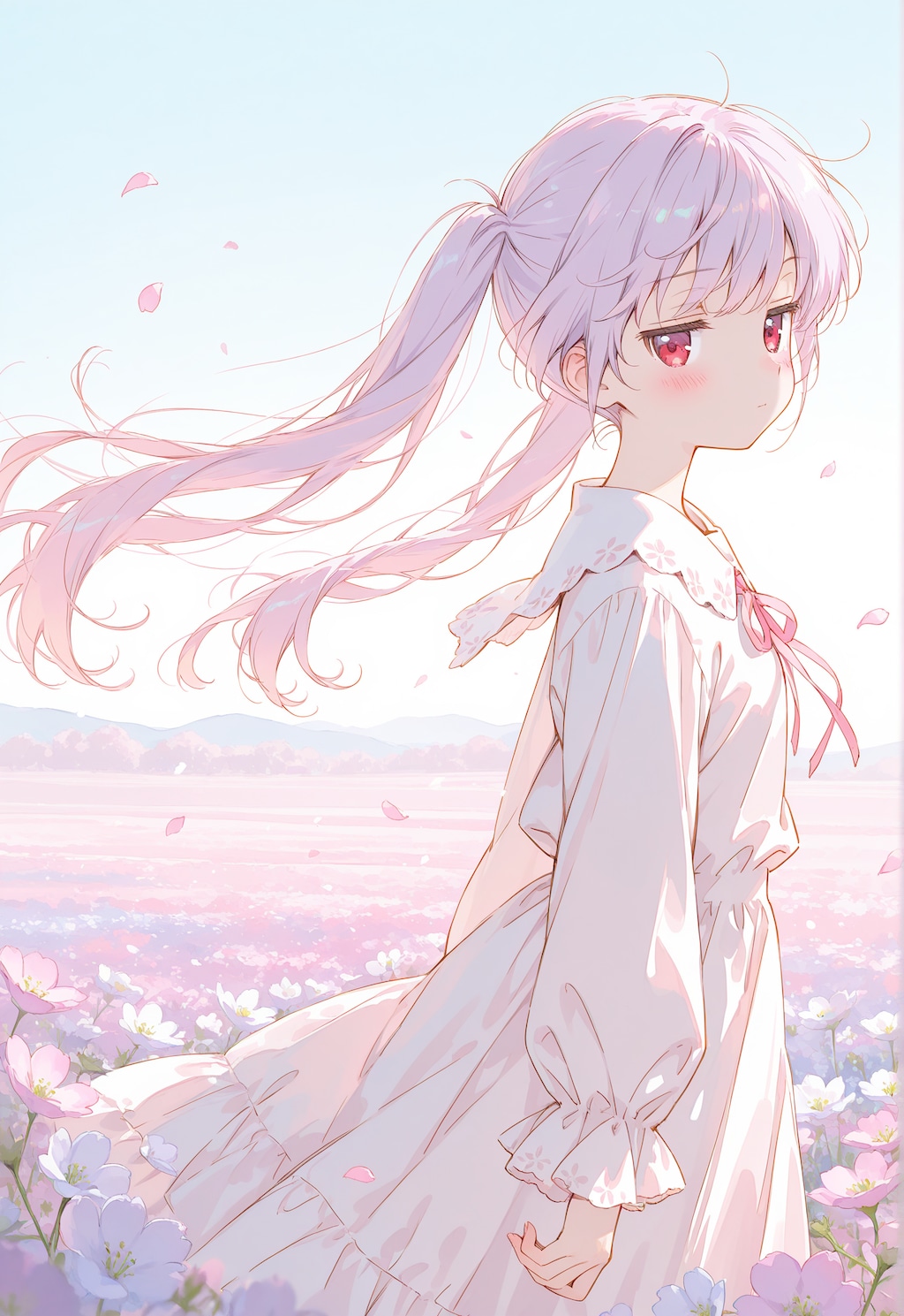 お花畑とジト目ちゃん