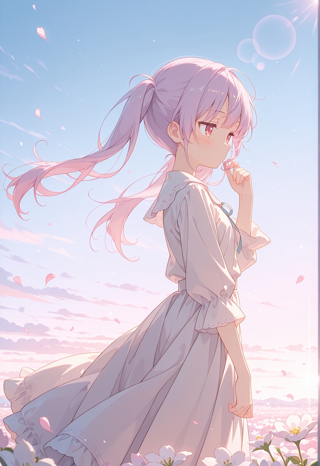 お花畑とジト目ちゃん