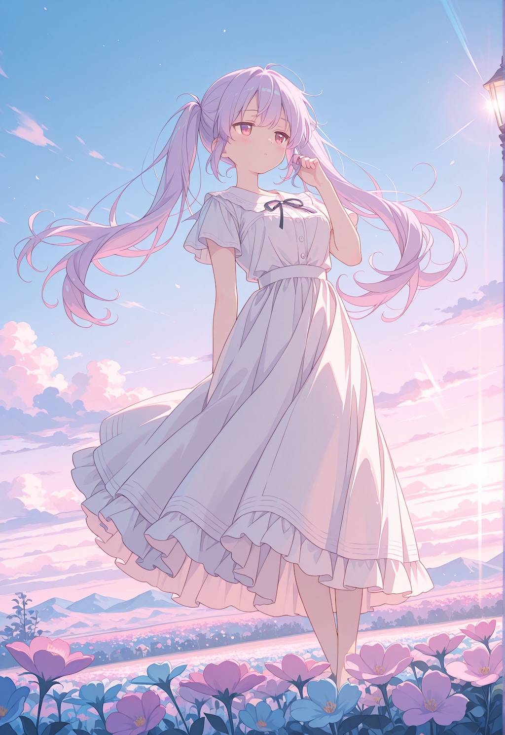 お花畑とジト目ちゃん