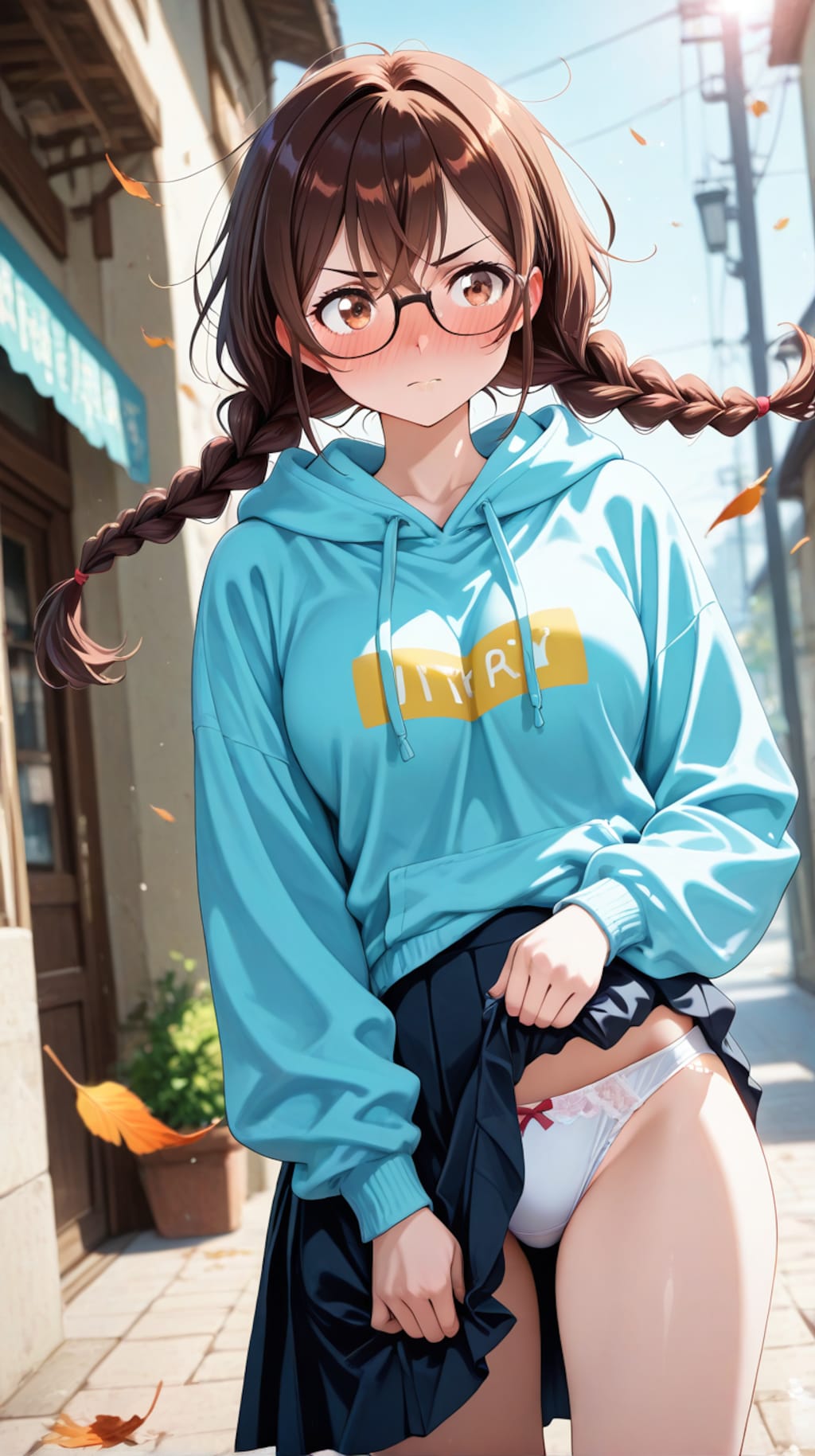 【一ノ瀬千鶴、水原千鶴】　メガネ美人のスカートが