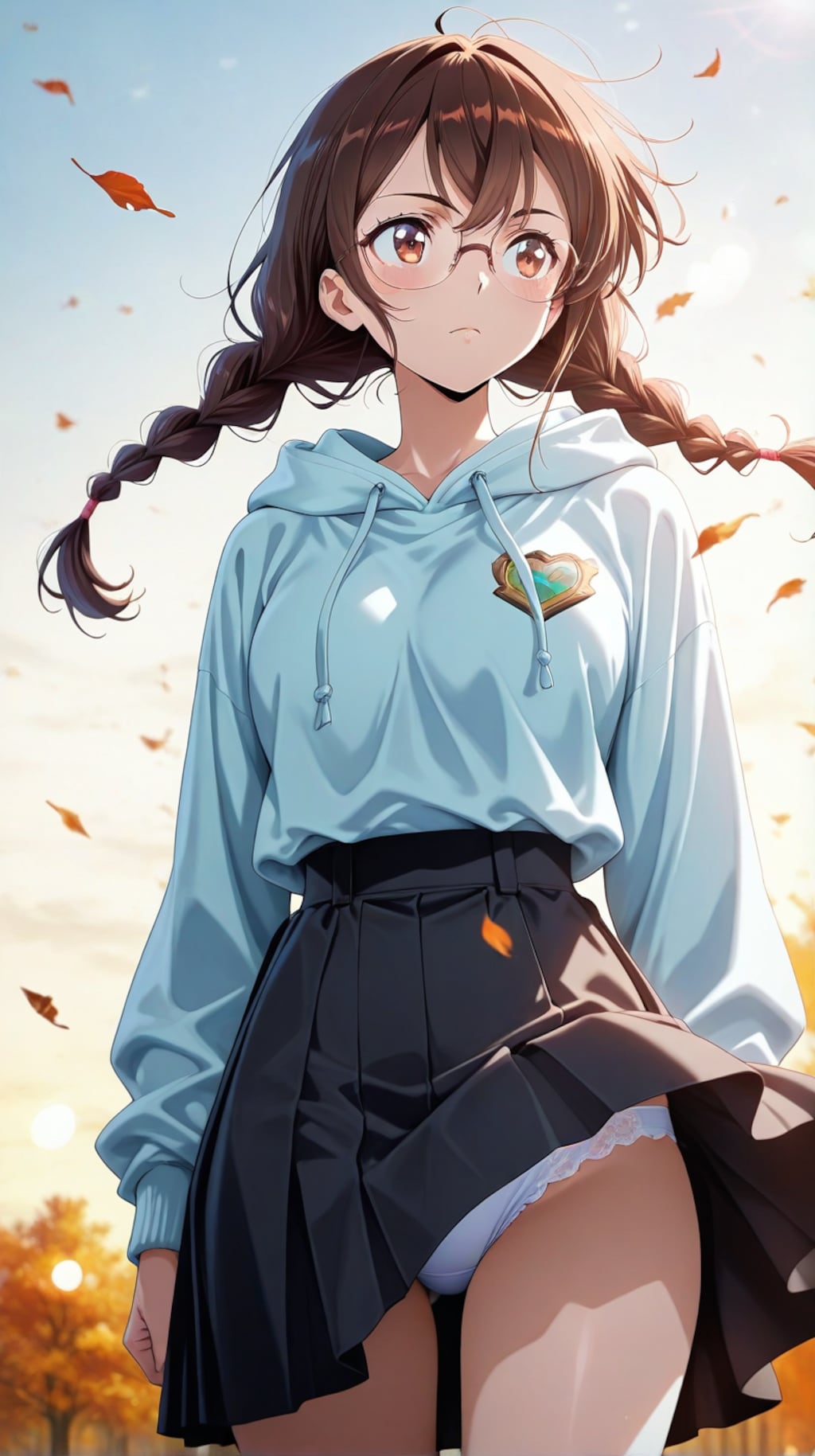 【一ノ瀬千鶴、水原千鶴】　メガネ美人のスカートが