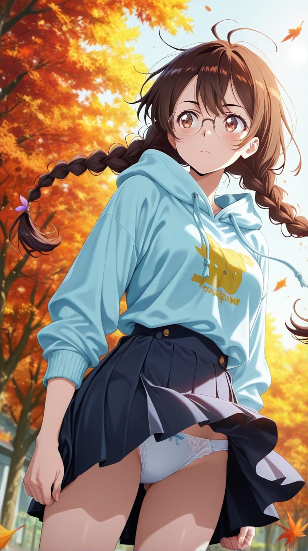 【一ノ瀬千鶴、水原千鶴】　メガネ美人のスカートが