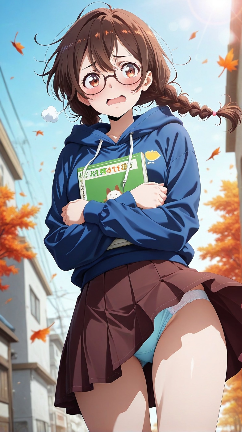 【一ノ瀬千鶴、水原千鶴】　メガネ美人のスカートが