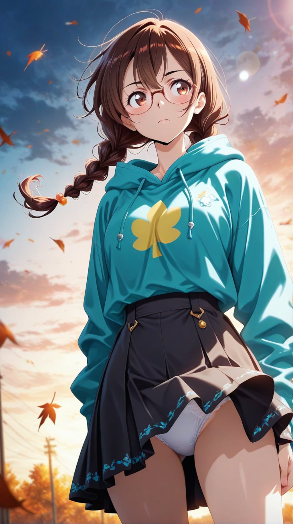 【一ノ瀬千鶴、水原千鶴】　メガネ美人のスカートが