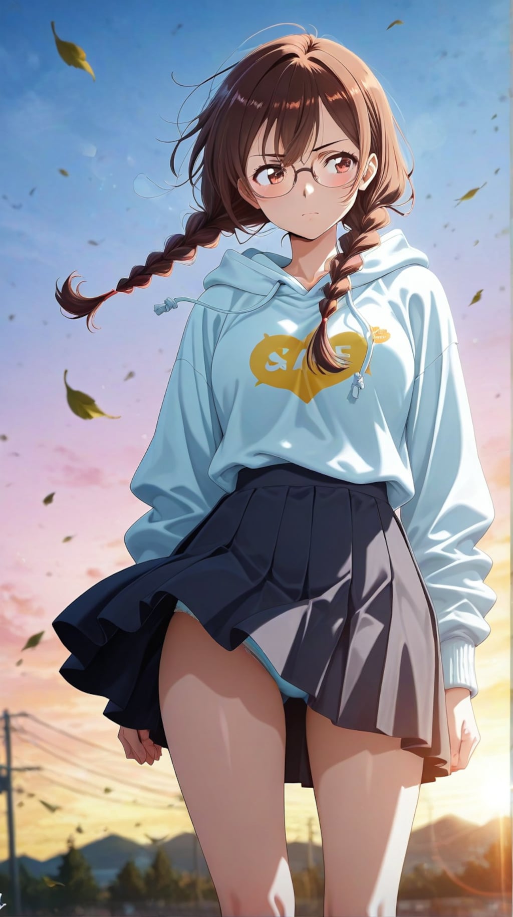 【一ノ瀬千鶴、水原千鶴】　メガネ美人のスカートが