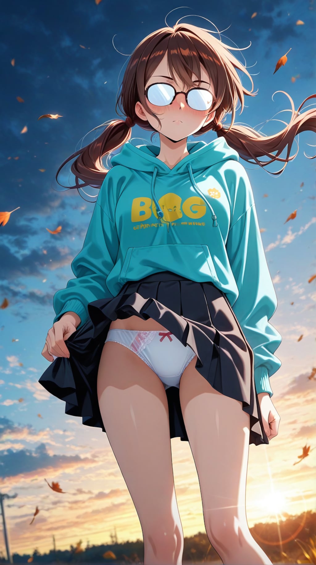 【一ノ瀬千鶴、水原千鶴】　メガネ美人のスカートが