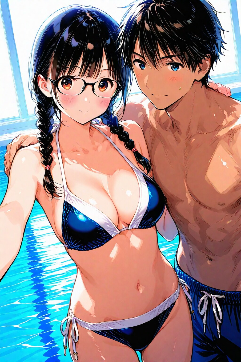 イケメンと三つ編み女性のカップル