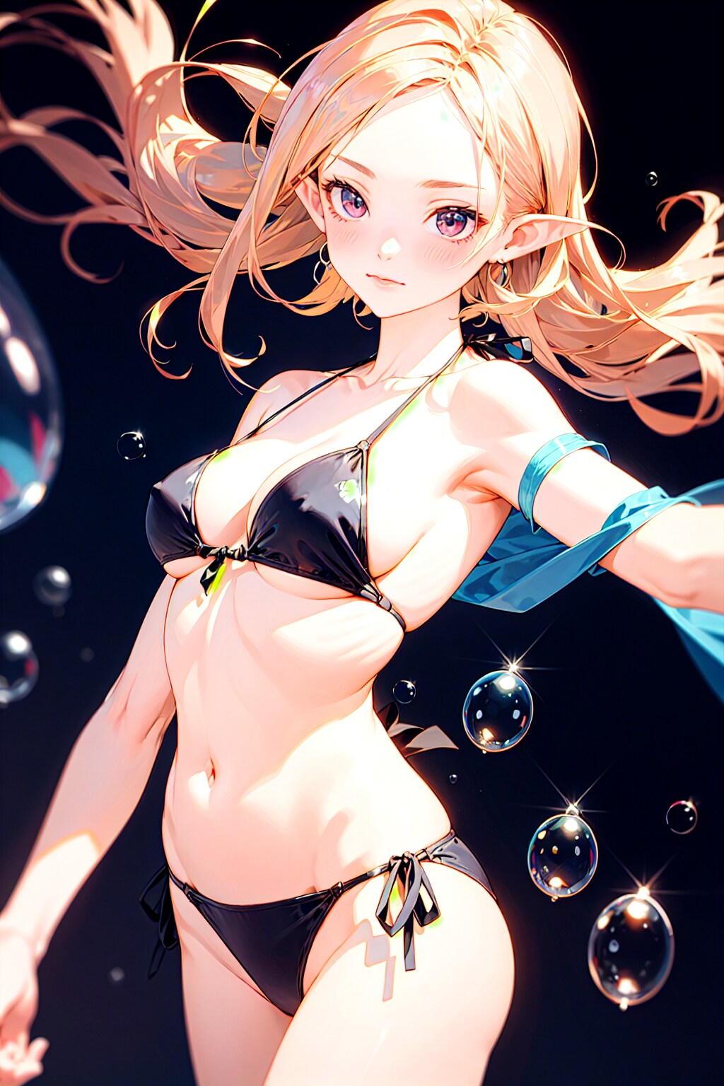 シャボン玉遊びのビキニエルフちゃん