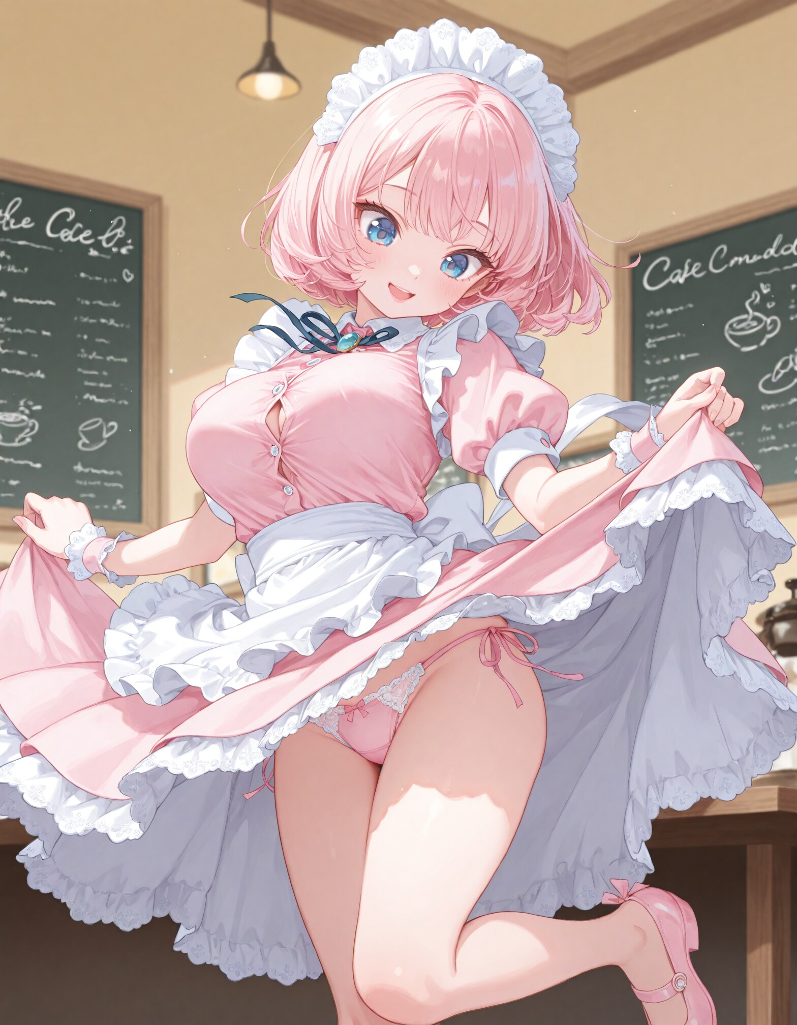 カフェのピンクメイド少女2