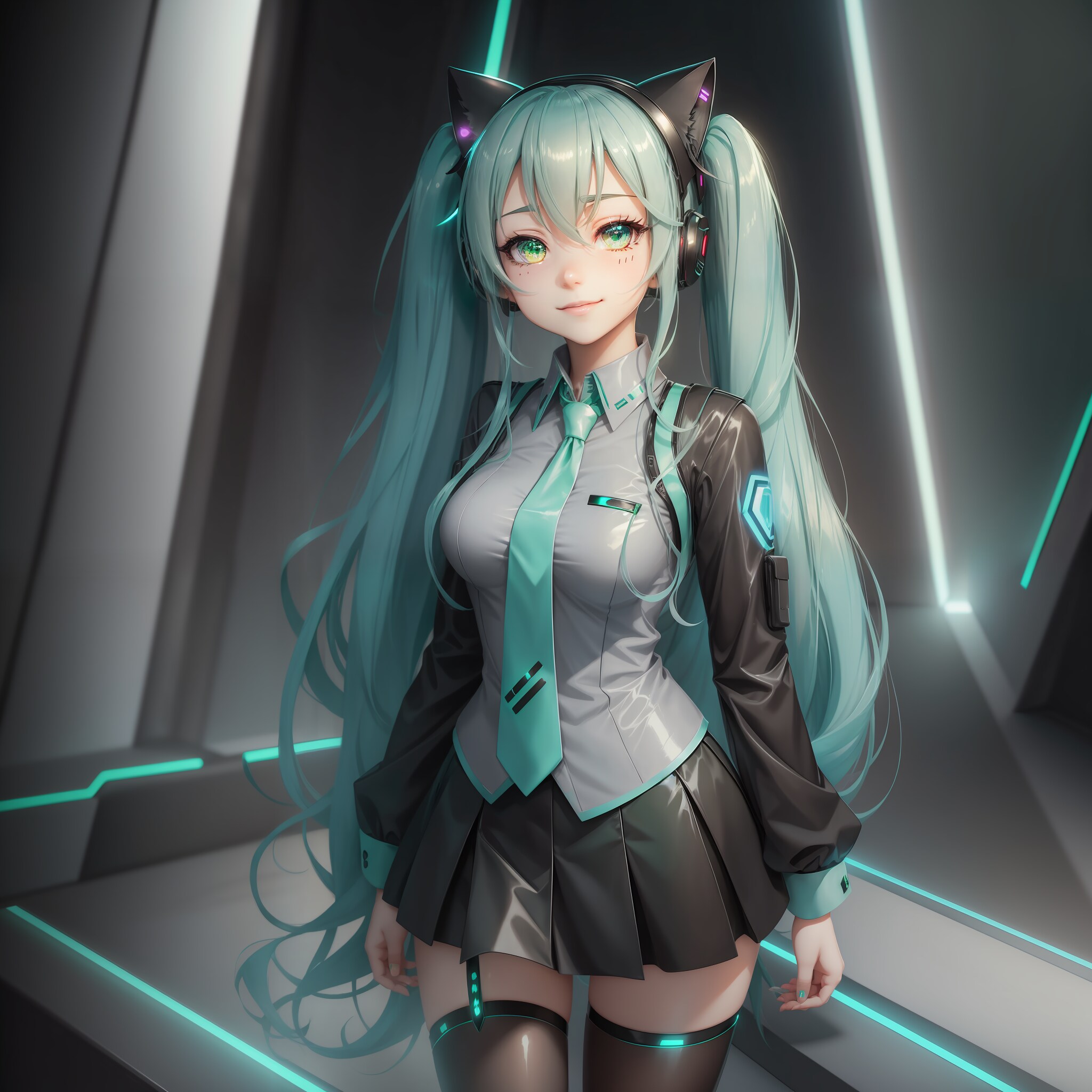 Hatsune Miku com orelha de gatinho