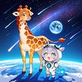 宇宙の浪漫とキリン着ぐるみちび子ちゃん 2枚目