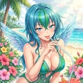 ハチドリ擬人化(クロシェ編みモノキニとか) 5枚目