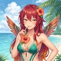 ハチドリ擬人化(クロシェ編みモノキニとか) 2枚目