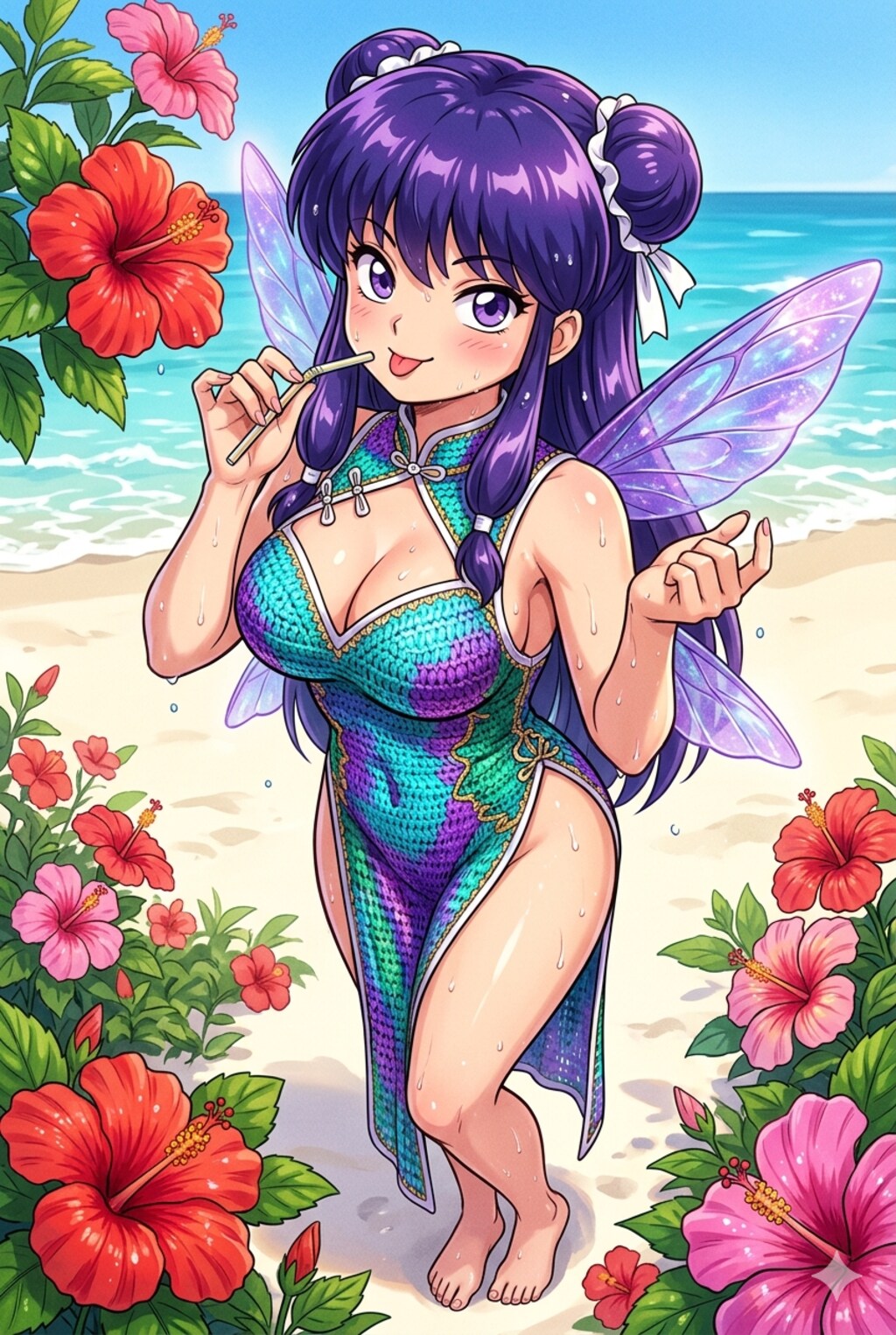 ハチドリ擬人化(クロシェ編みモノキニとか)