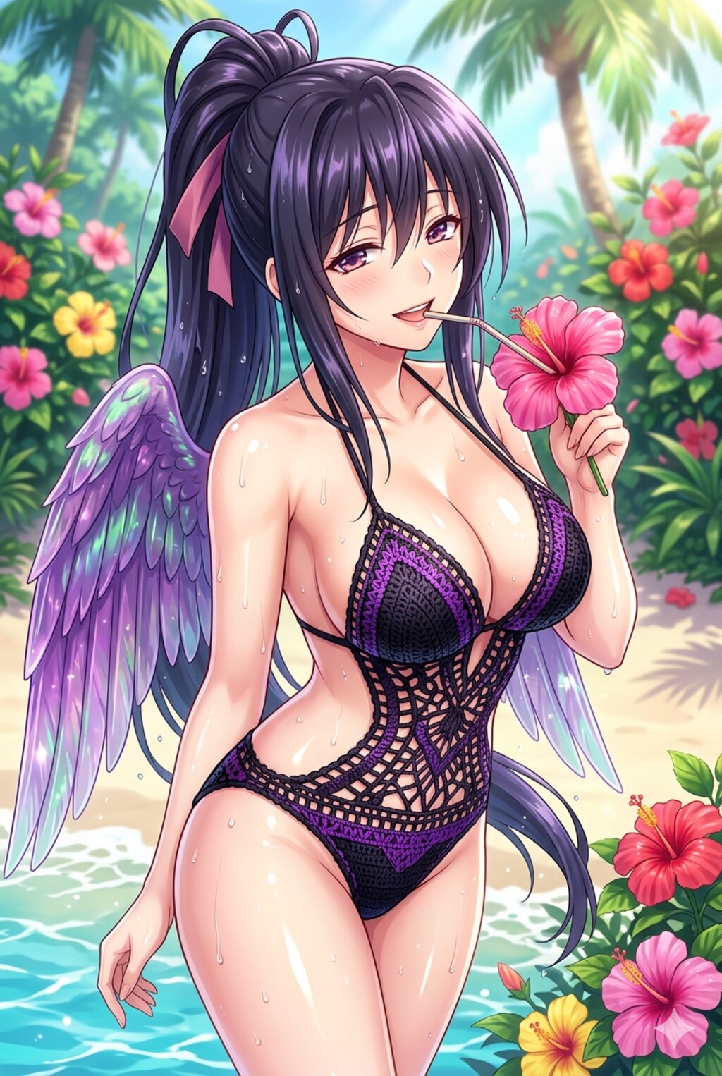 ハチドリ擬人化(クロシェ編みモノキニとか)
