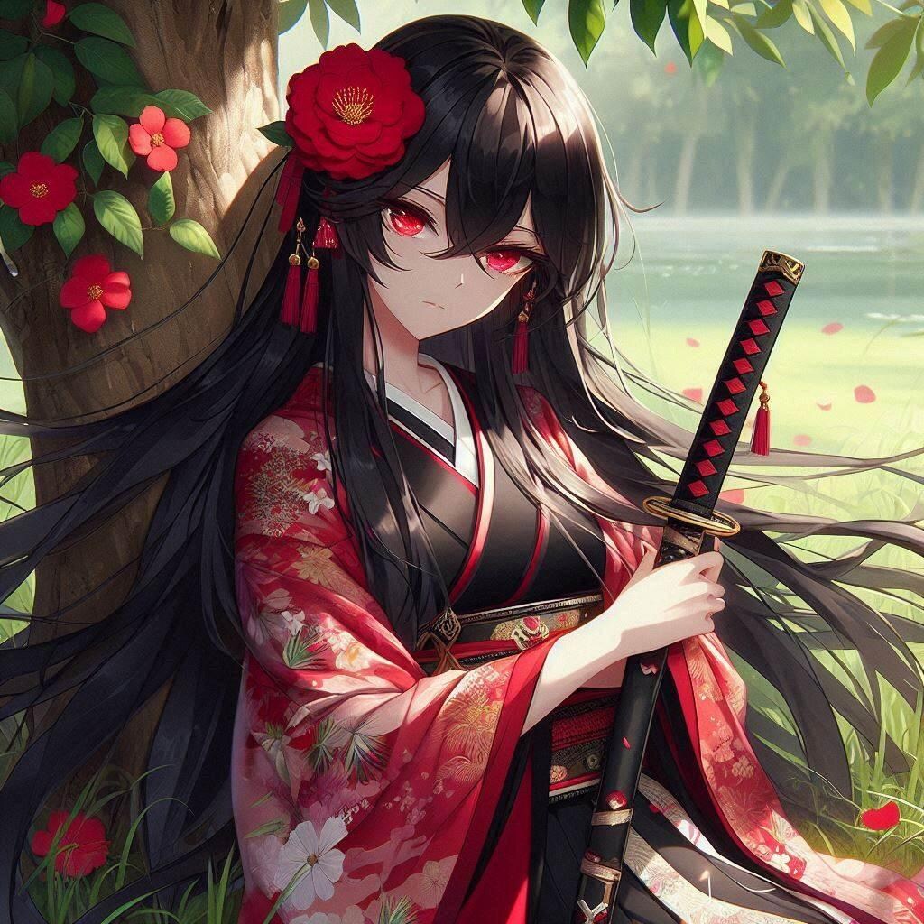 黒髪の女侍さん３６６