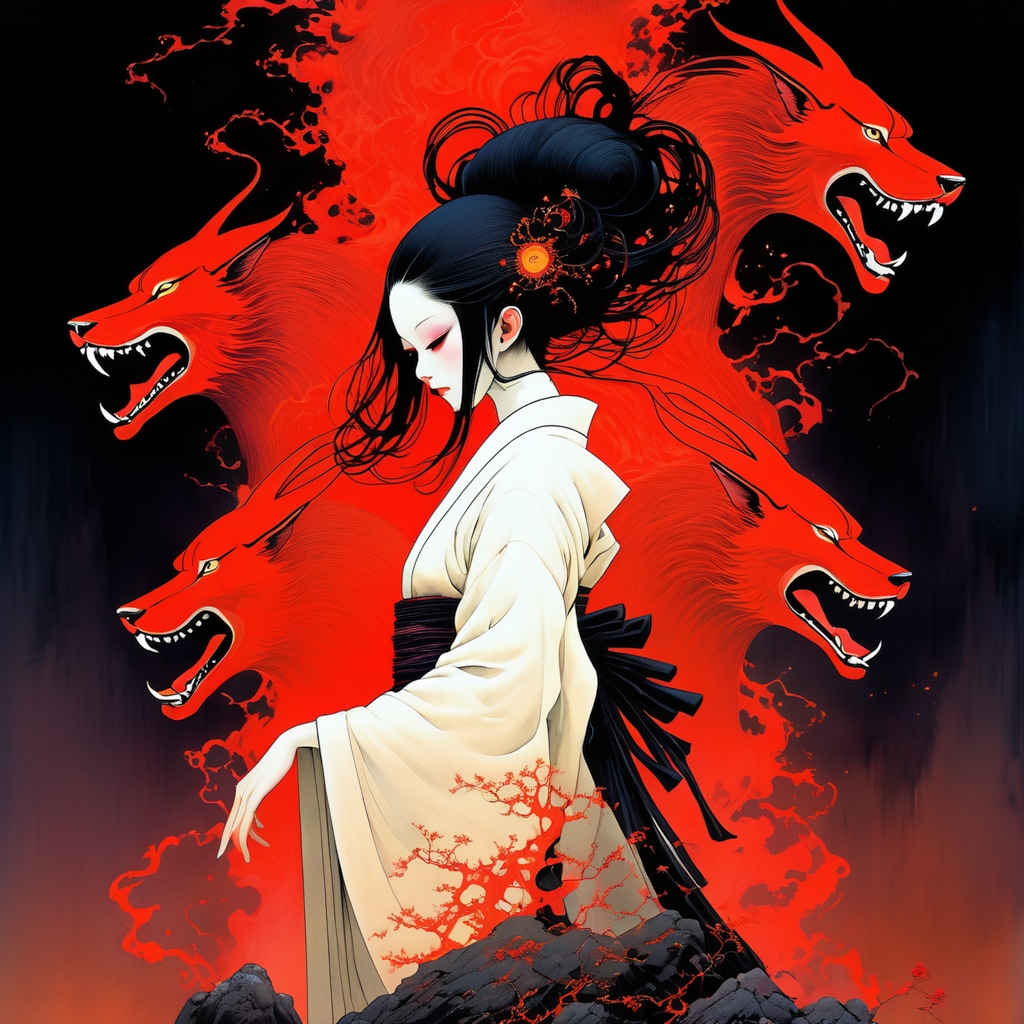魔物を召喚している魔力高めな美女召喚士
