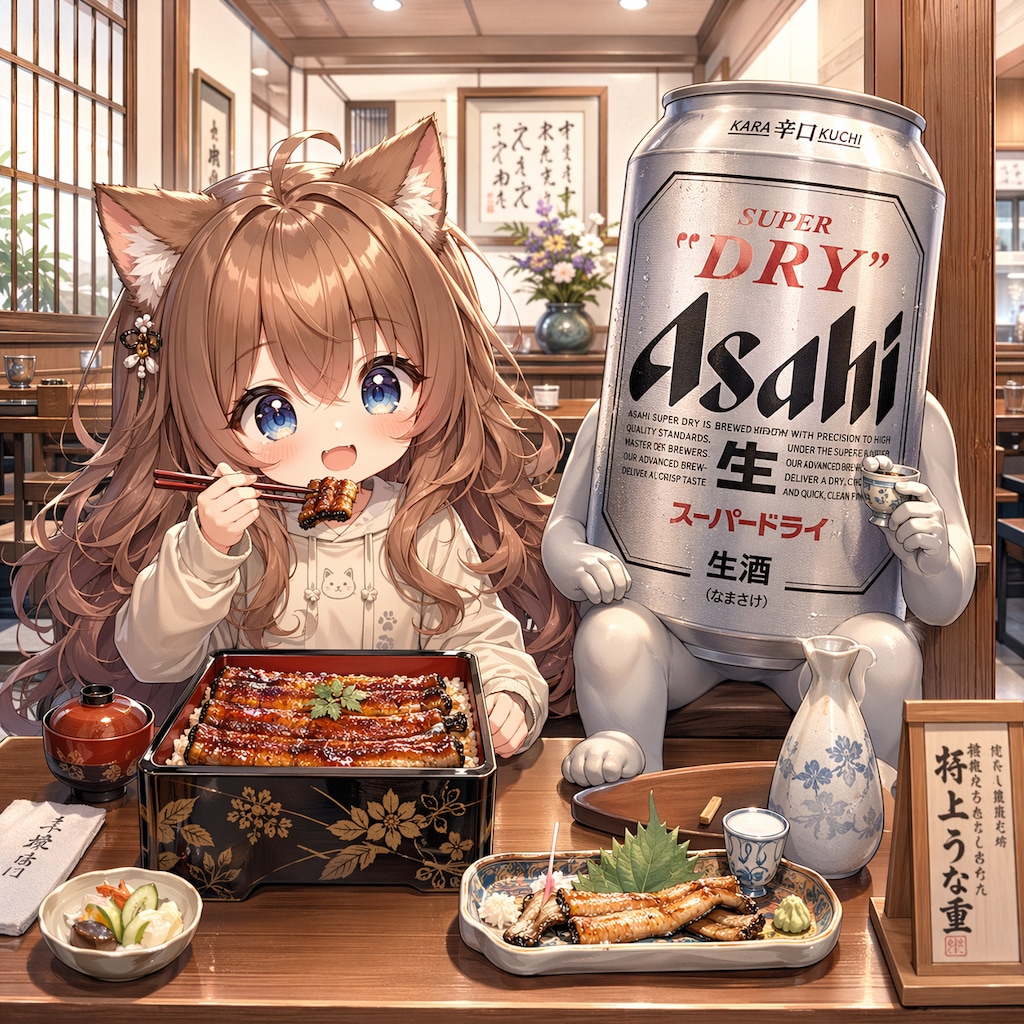 うな重を食べる小さな女の子