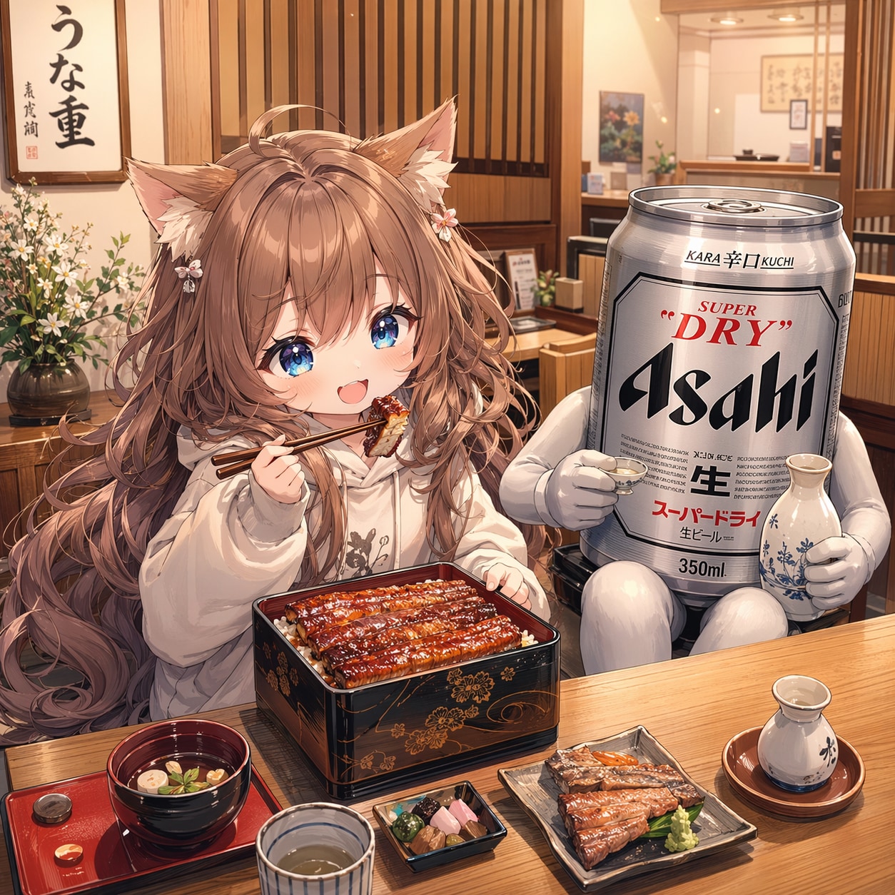 うな重を食べる小さな女の子 | の人気AIイラスト・グラビア