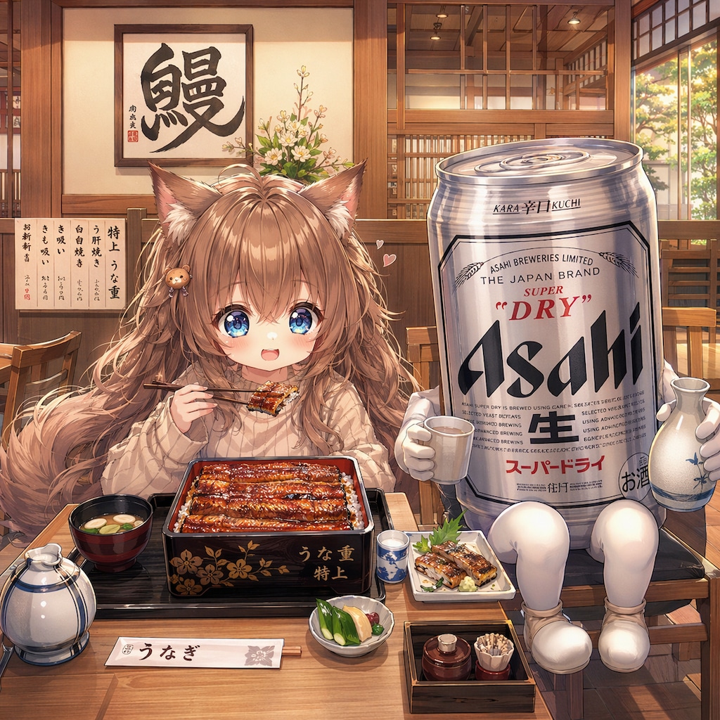 うな重を食べる小さな女の子