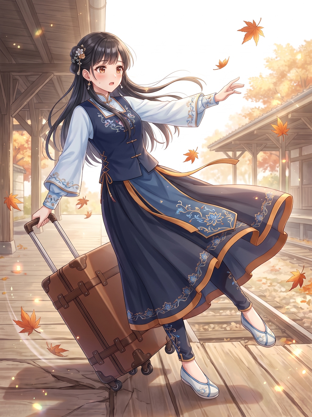 紅葉旅装の少女