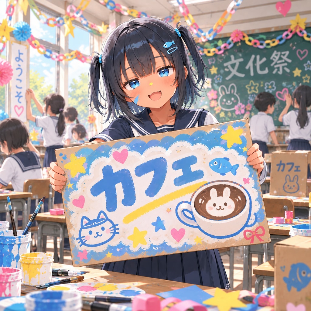 文化祭準備のこなつちゃん