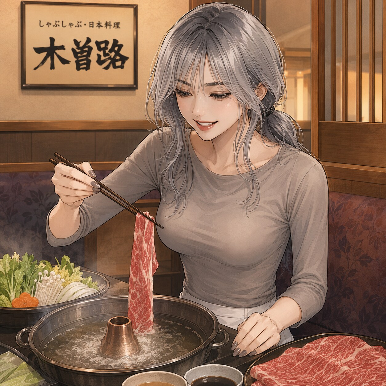 9/1 しゃぶしゃぶ 日本料理 木曽路の日（レージュちゃん） | の人気AIイラスト・グラビア