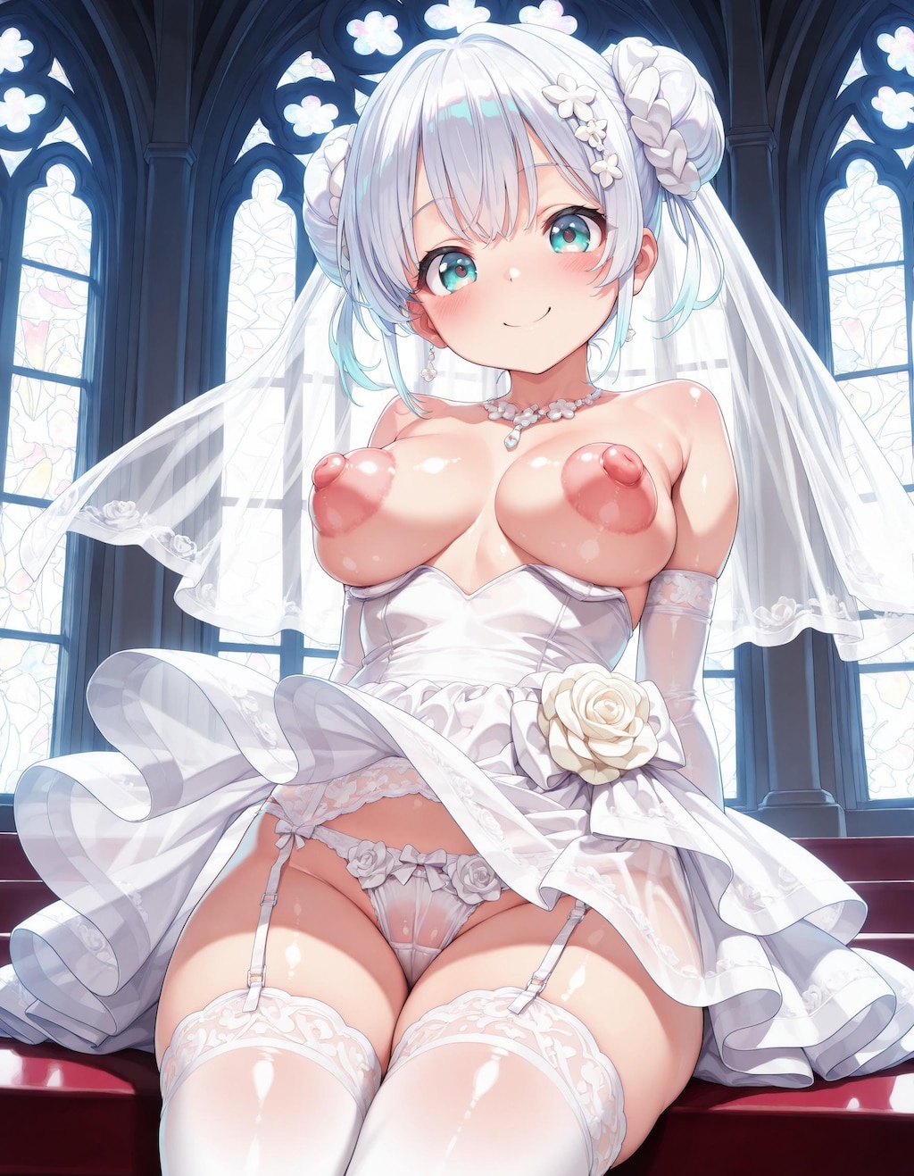 ウェディングドレスでパンチラ2