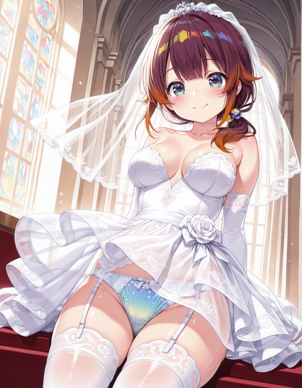 ウェディングドレスでパンチラ2
