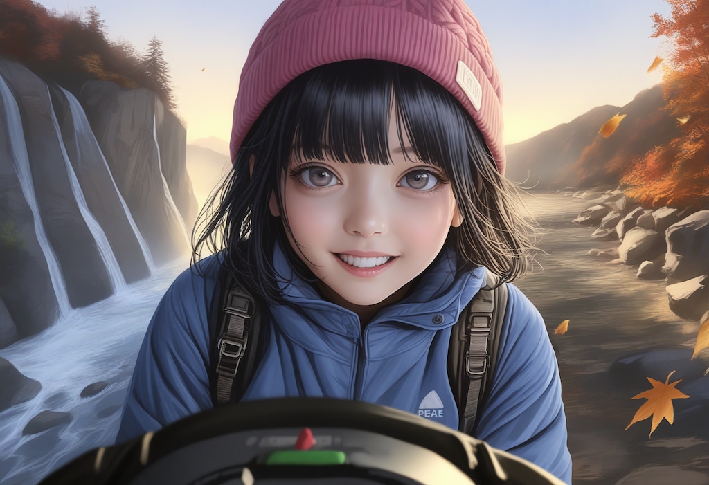 早朝ハイキングガール