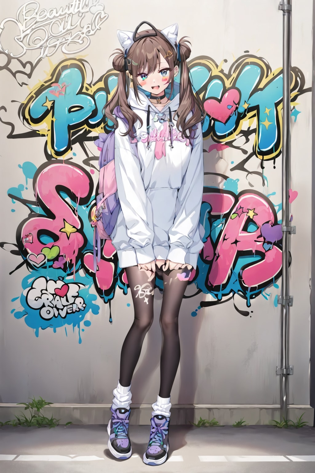 「身体中に落書きをされた美少女」の全身写真