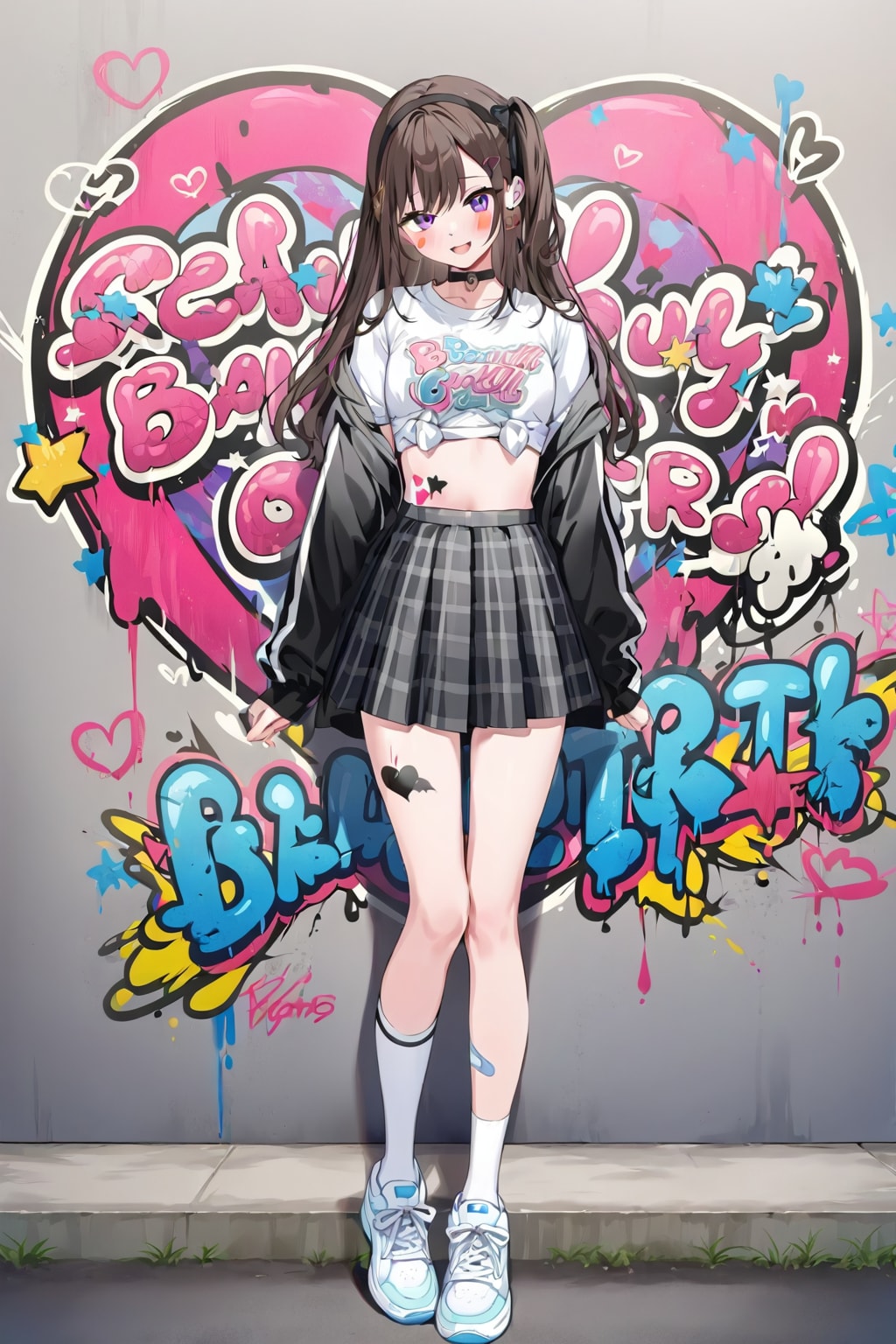 「身体中に落書きをされた美少女」の全身写真