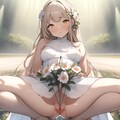 お花を摘みながらお花摘みするおねえさん 3枚目