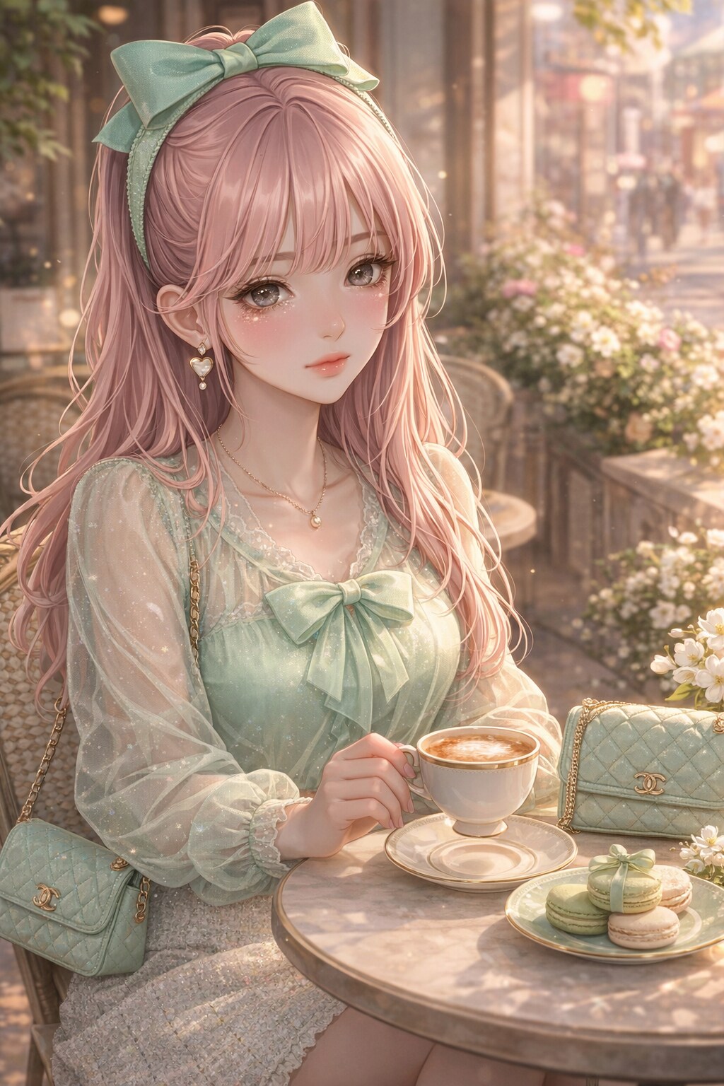 緑コーデ　ver.落果ちゃん | の人気AIイラスト・グラビア