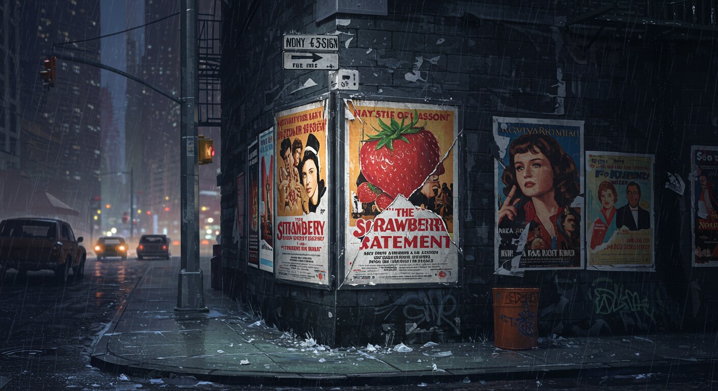 雨に破れかけた映画のポスター | の人気AIイラスト・グラビア