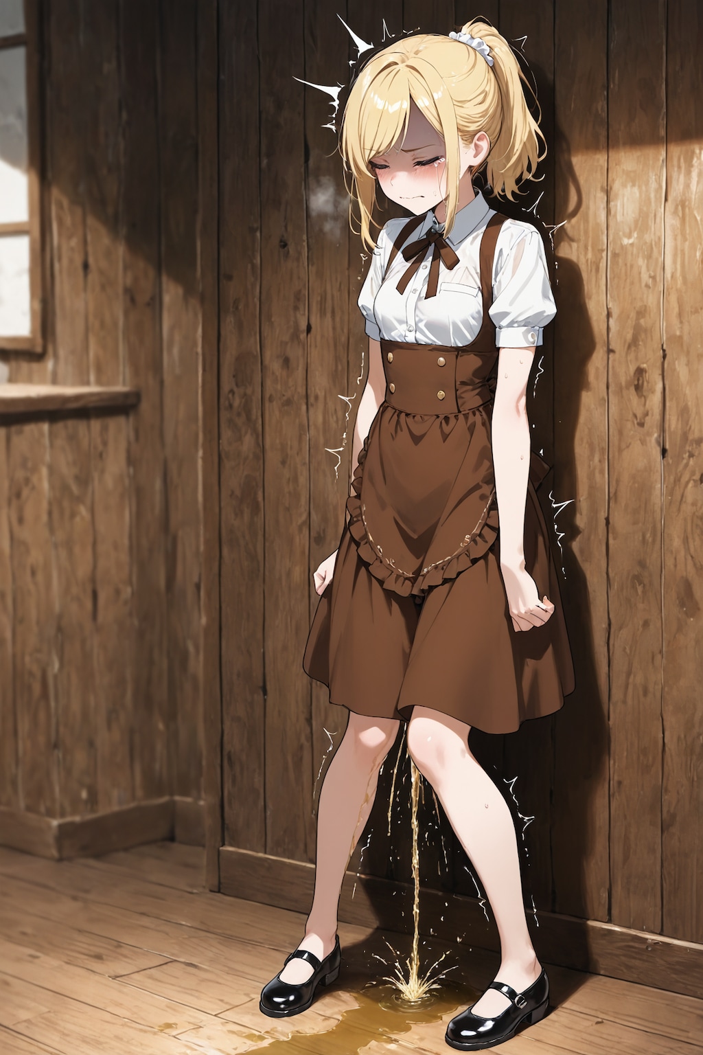 閉じ込められ退勤できず失禁するバイト