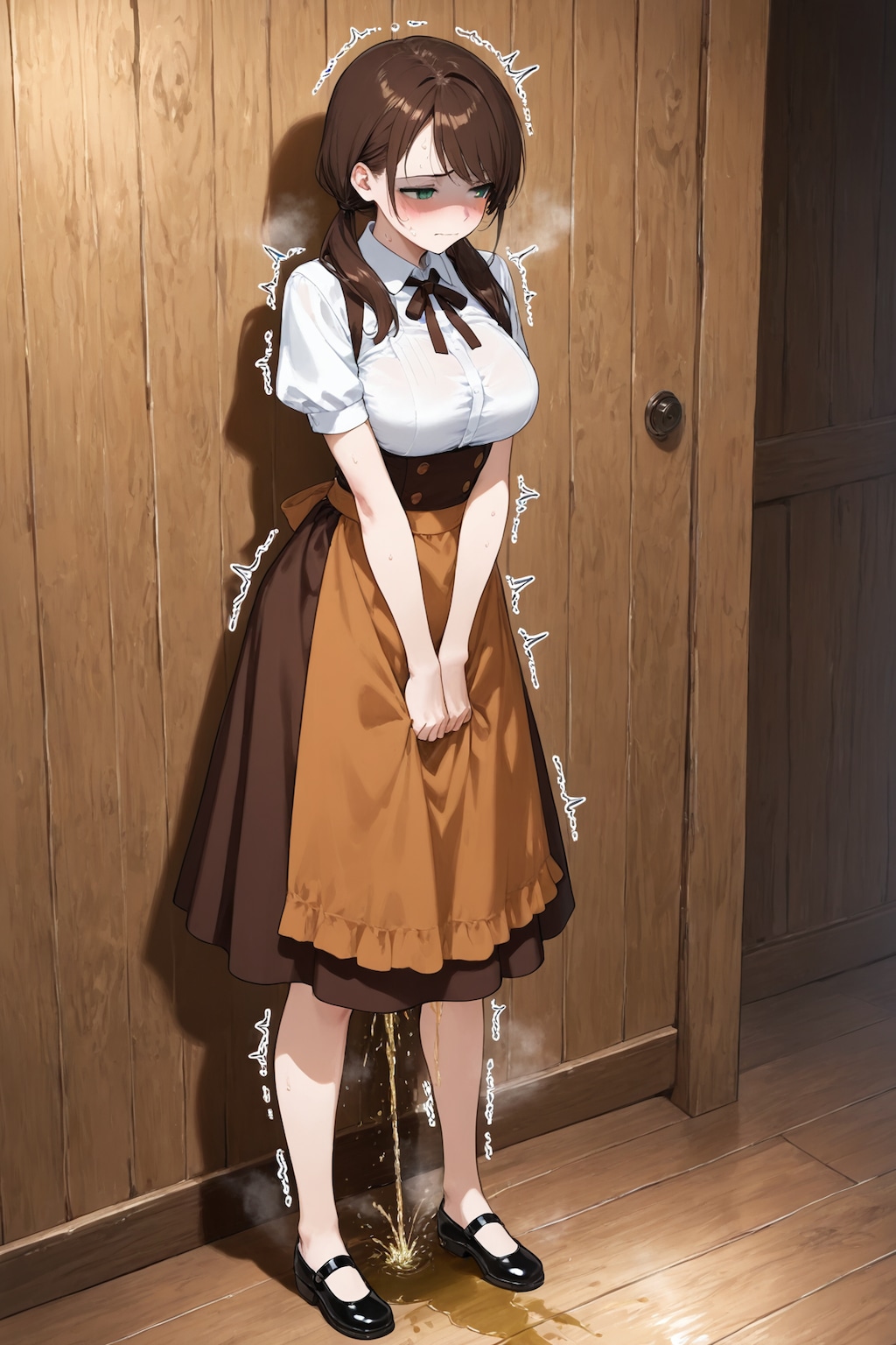 閉じ込められ退勤できず失禁するバイト