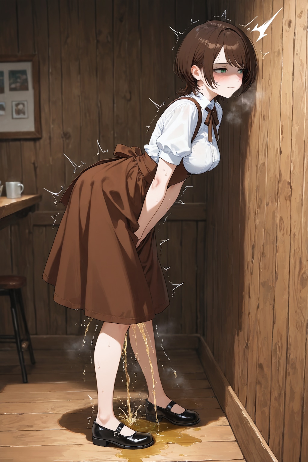 閉じ込められ退勤できず失禁するバイト