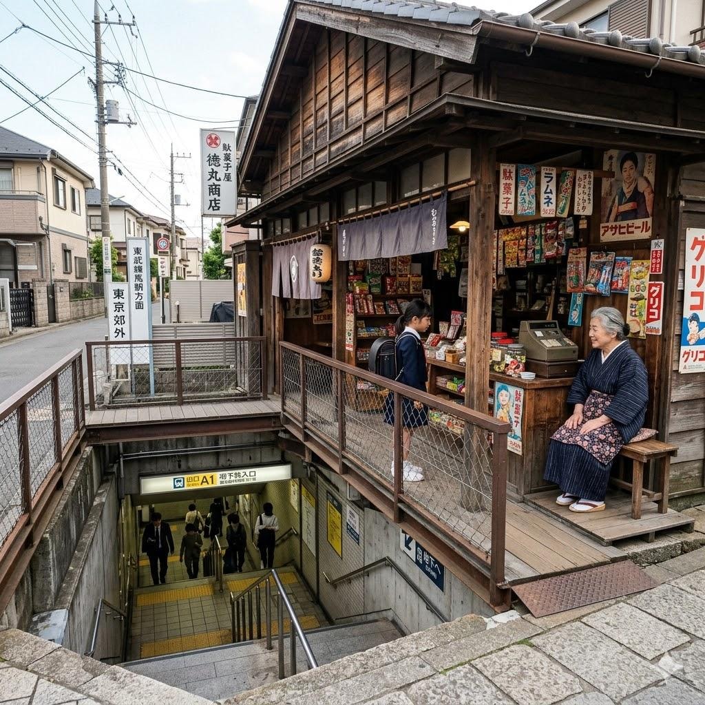 地下鉄につながる駄菓子屋