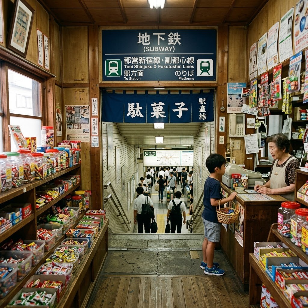 地下鉄につながる駄菓子屋 | の人気AIイラスト・グラビア