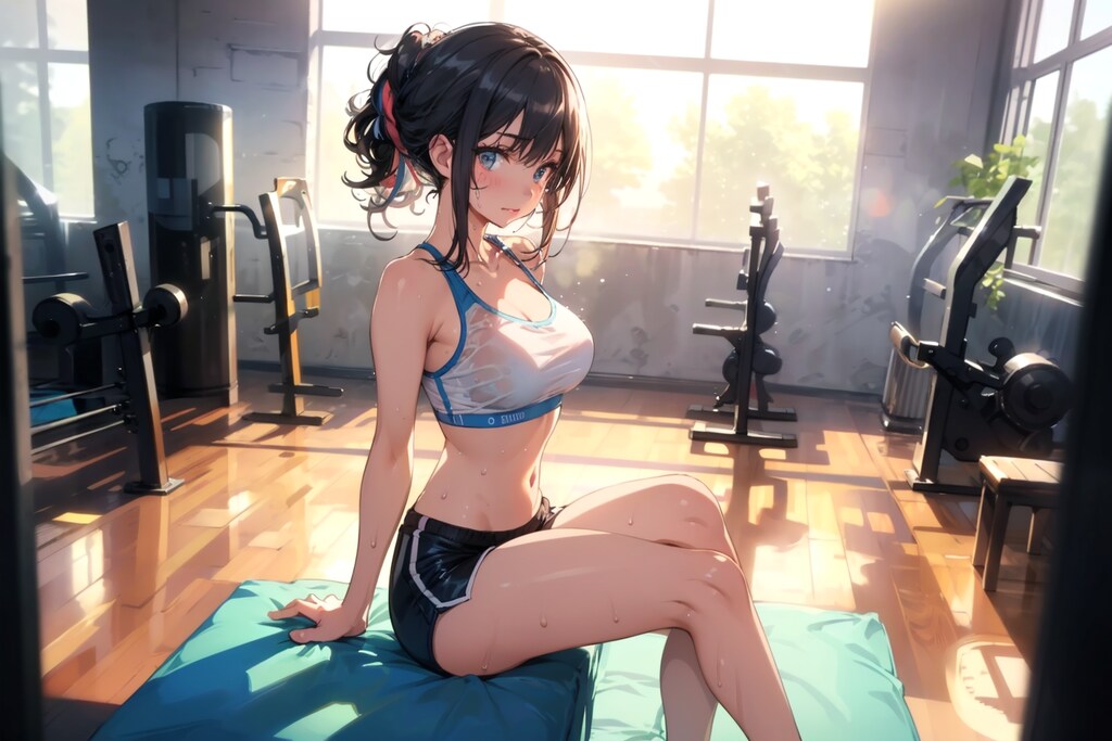 朝のトレーニング中のお姉さん