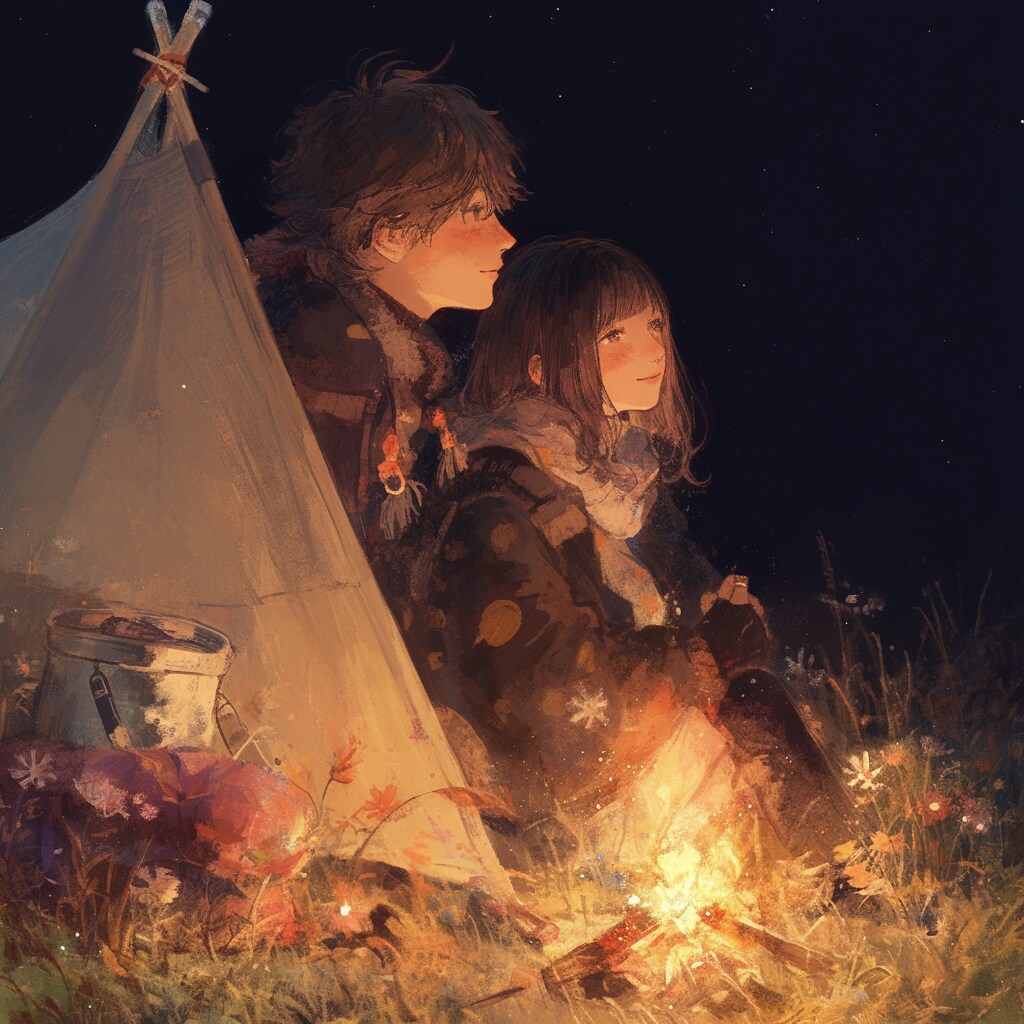 キャンプファイヤーの夜 | の人気AIイラスト・グラビア
