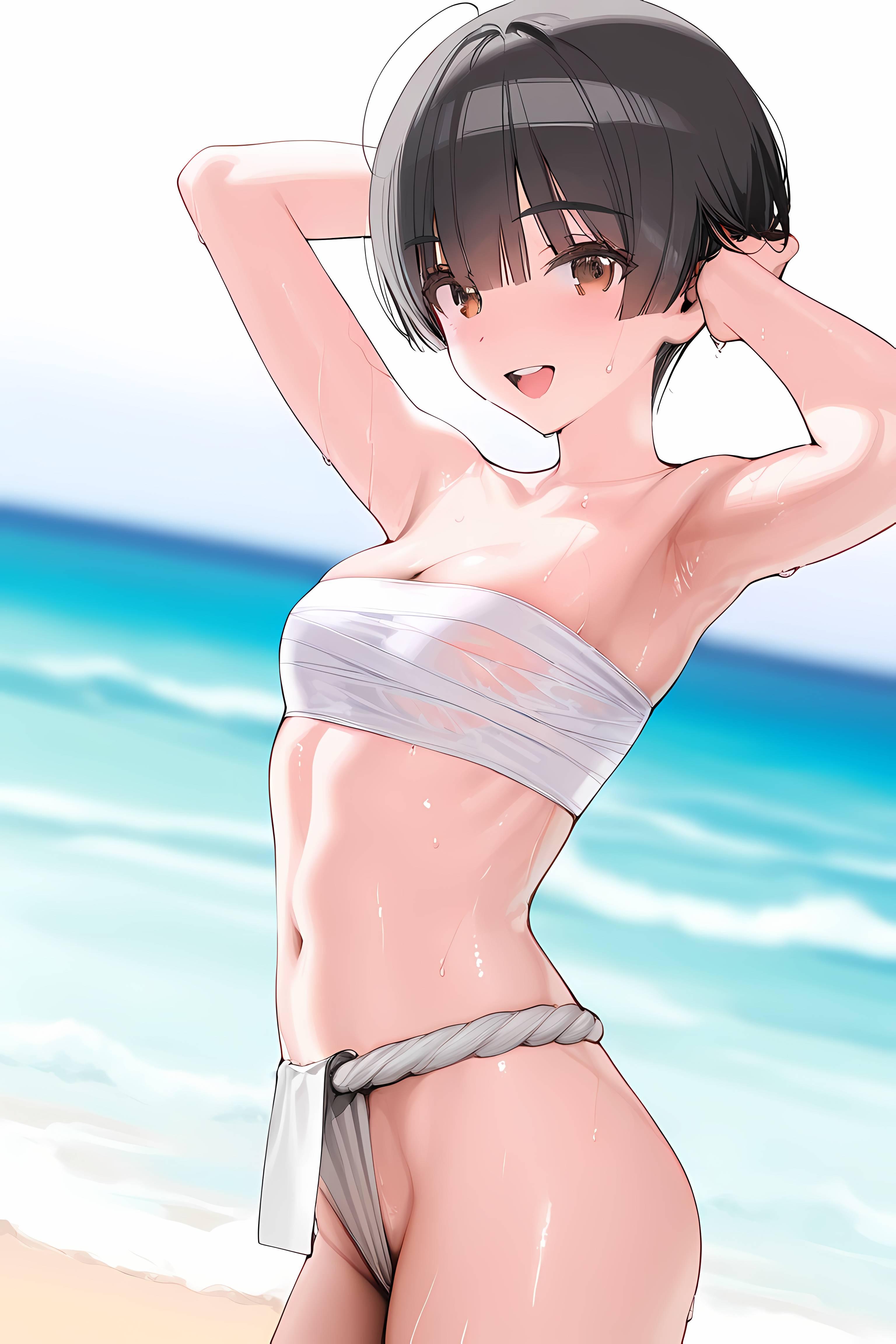 腋見せ黒髪ベリショ